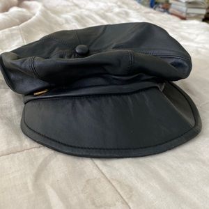 Luxurious lamb leather newsboy hat